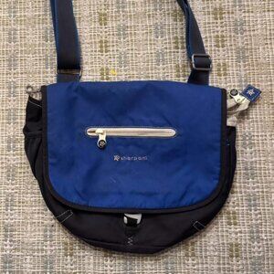 Sherpani Y2K Messenger Shoulder Bag Blue Black Floral Lining